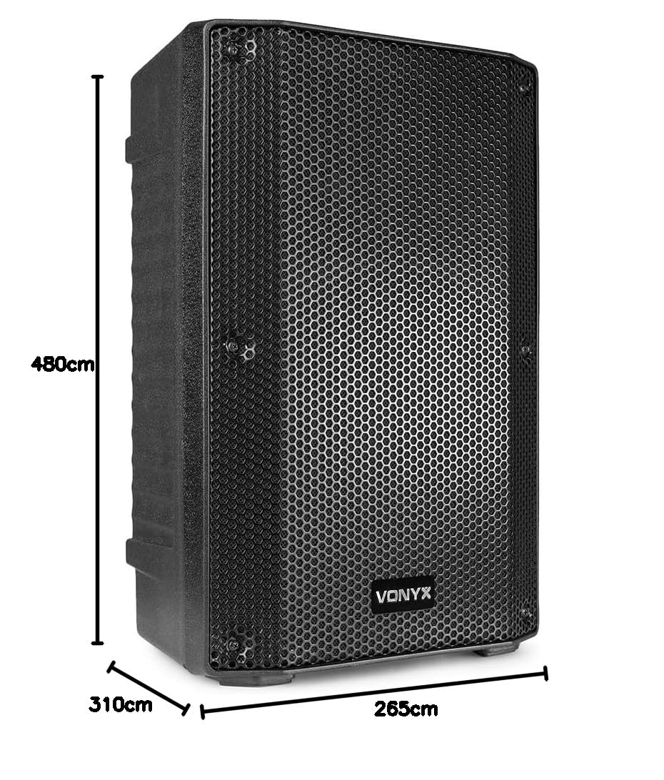 Vonyx VSA10P Passiver Lautsprecher 500W - PA Lautsprecher Passiv, Zweiweg DJ Box mit Griffen – Ideal für DJs und Musiker, Hervorragende Klangqualität, Stativkompatibel
