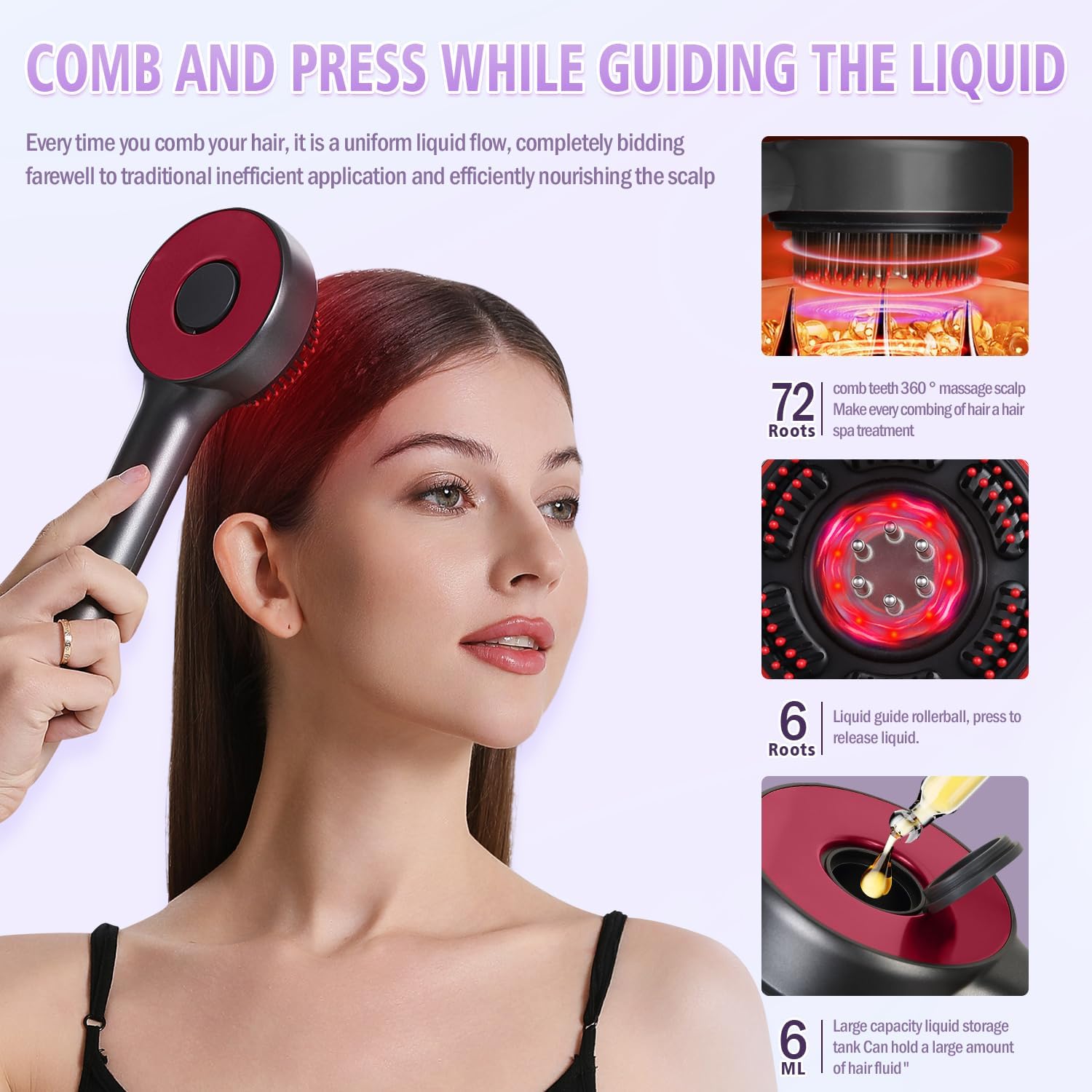 Electric Scalp Massager, Rechargeable 3-in-1 Hair Oil Applicator, IPX7 Waterproof Scalp Scrubber, Portable Head Massager Scalp Brush for Home & Travel (Grey)