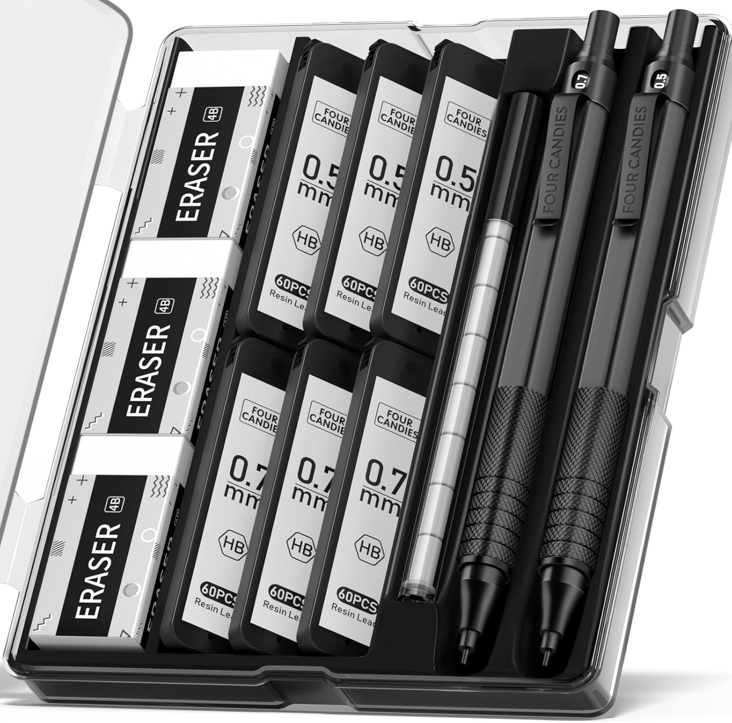 Four Candies 2PCS Metal Mechanical Pencils Set with Case