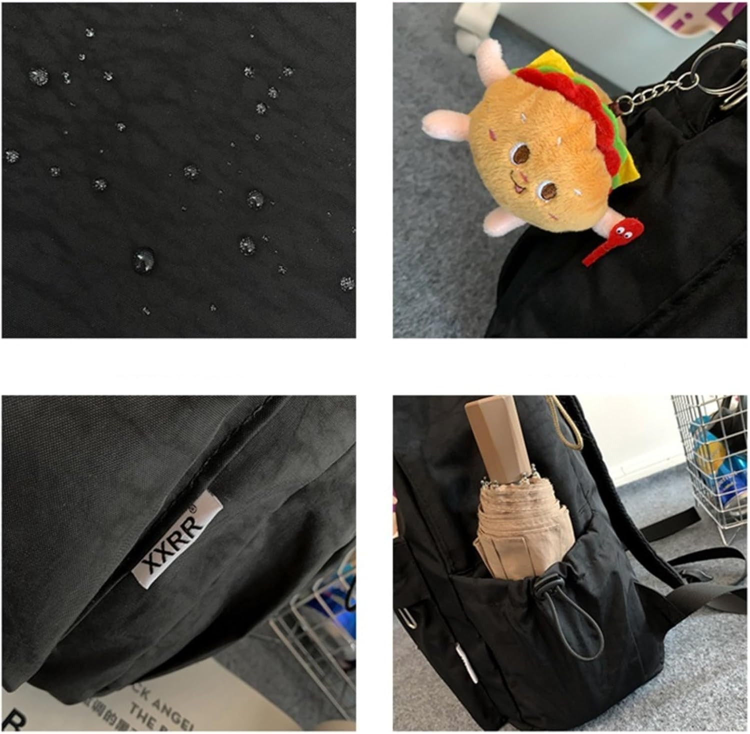 Kawaii Backpack with Cute Accessories Pendant Travel Casual Daypack Lightweight Laptop Bags Outdoor Women (Black) - Image 4