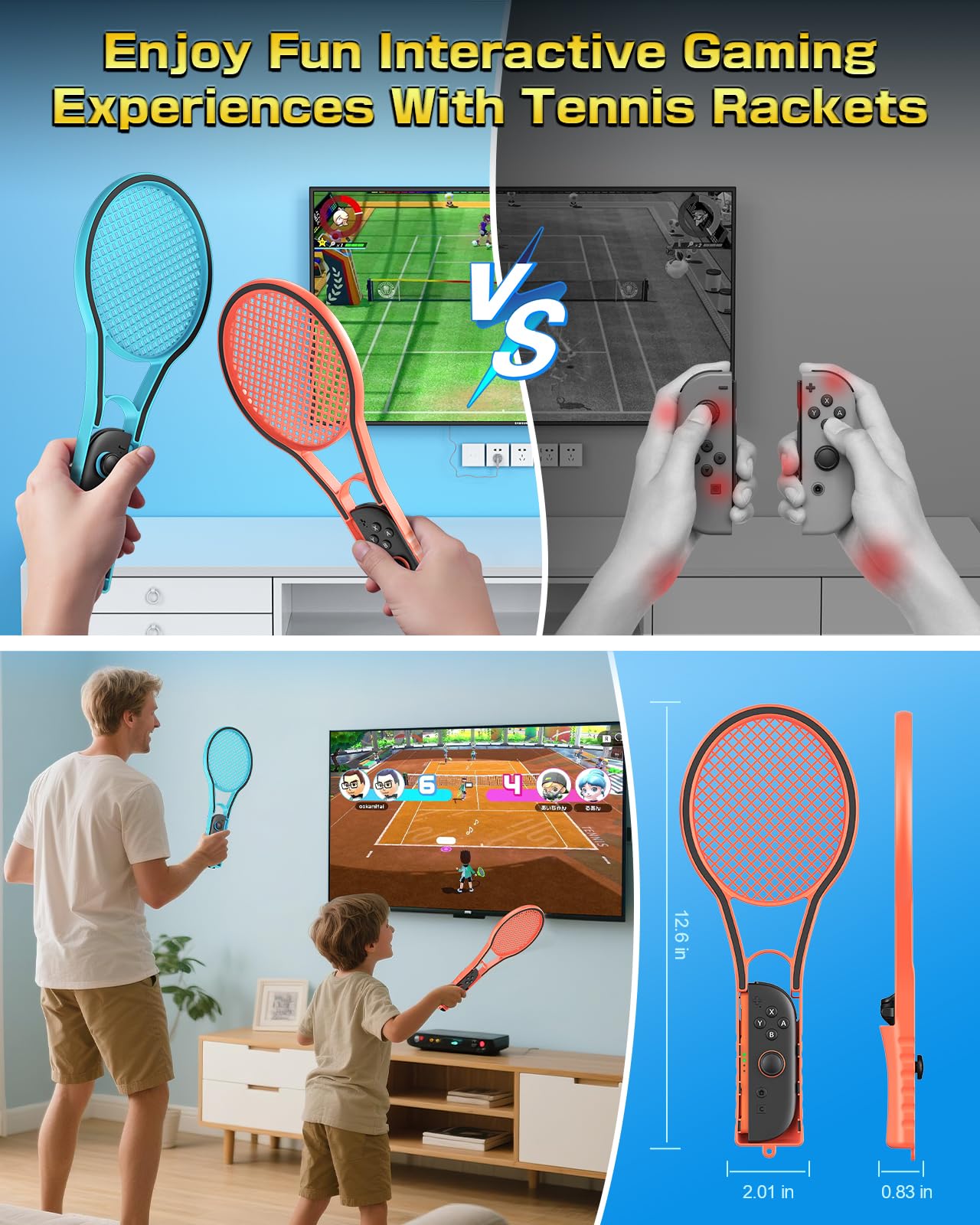 Confezione da 2 racchette da tennis per switch 2