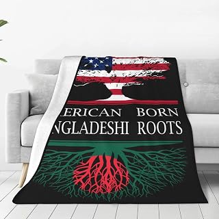 Vintage America Born Bangladeshi Roots Bangladesh Flag Throw Blanket Soft Micro Fleece Cozy Flannel Blankets Black for Couch Bed Travel Home Family Sofa Chair Lightweight Winter Fall 40"x30"