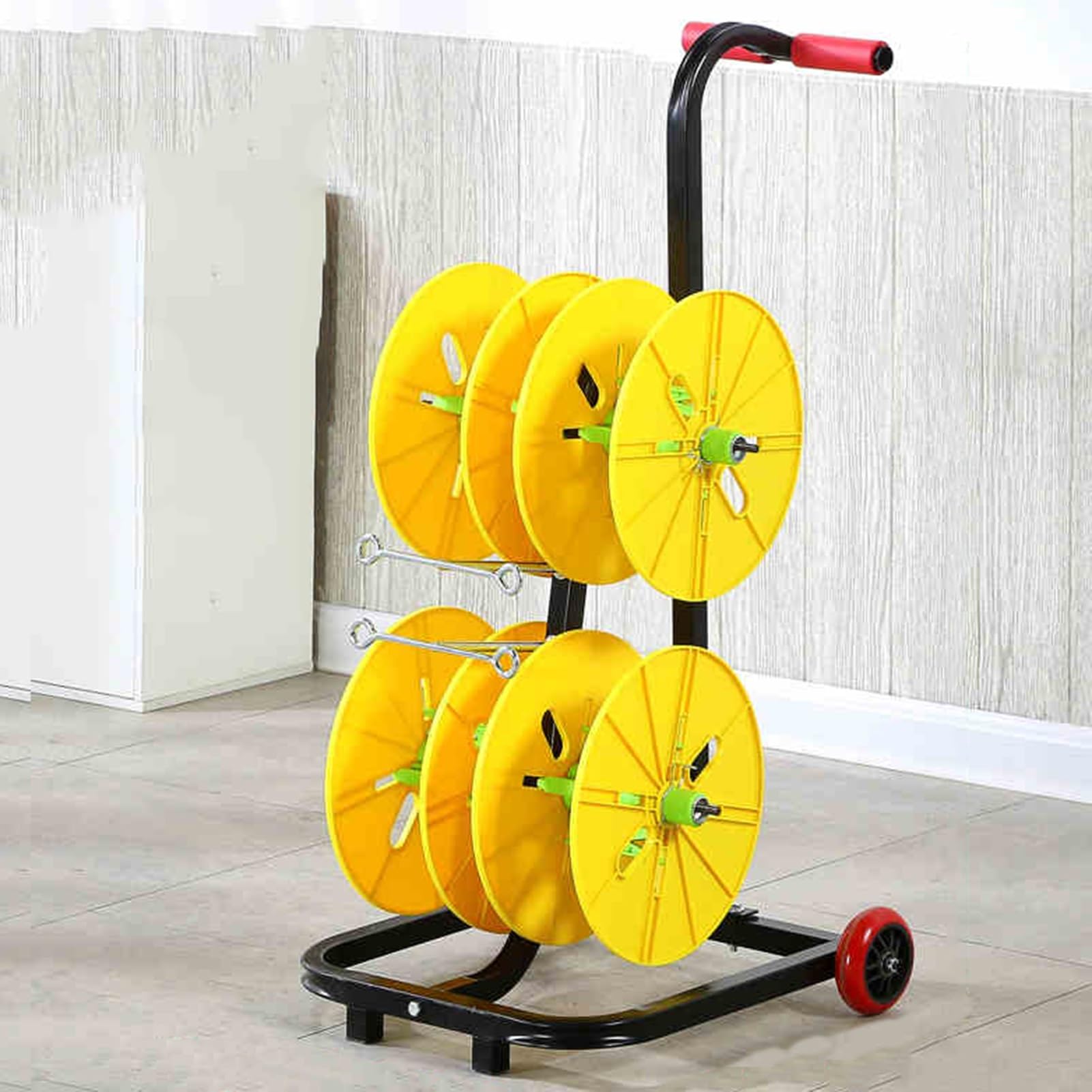 WDSOPK Wire Spool Rack,4/6 Rods Heavy Duty Wire Spool Cart with Wheels,Multi-Spool Wire Rack Dispenser,for Electrical Industrial and Garage (4 Rods Wire)