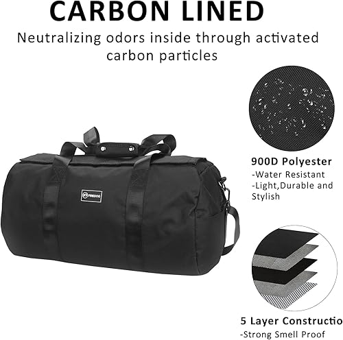 Vista 9 de FIREDOG Bolsa de lona a prueba de olores, bolsa grande a prueba de olores para almacenamiento de viaje Gris