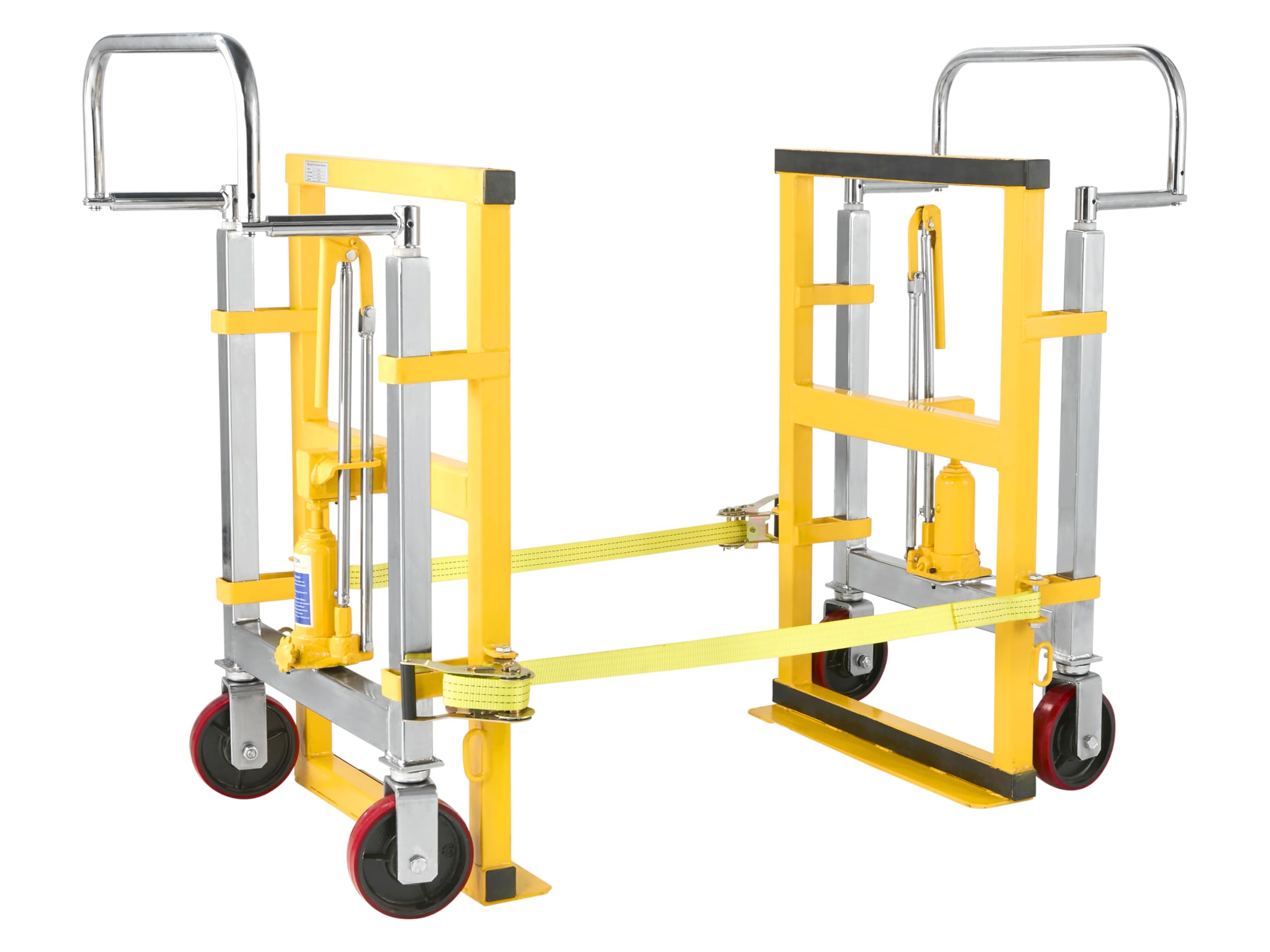 The Workplace Depot Yellow Hydraulic Furniture Mover – Heavy-Duty 1800 Kg Capacity Hydraulic Lift Trolley With Integrated Winch & 4.8 M Ratchet Straps – Ideal For Movers, Warehouses & Retail Environments