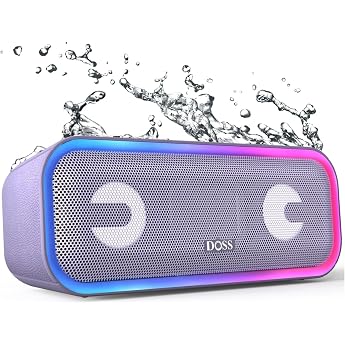 DOSS SoundBox Pro+ Bluetooth Speaker 24W Heavy Bass Wireless Portable Compact Bluetooth Speaker 15 Hours Playback/Wireless Stereo Support/Lighting Feature/IPX6 Waterproof/Built-in Microphone/Aux-in