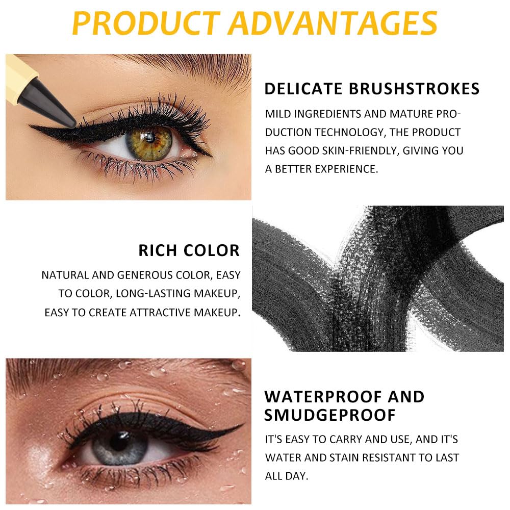 Kaely 2Pcs Gel Eyeliner Pencil, Natural Black Eyeliner Cream, Liquid Eye Liner Pencils for Older Women Waterproof, Smoky Eyeshadow Palette Goth Halloween Makeup Kit, delineador de ojos contra el agua: 1 Count (Pack of 1) A-04 Black