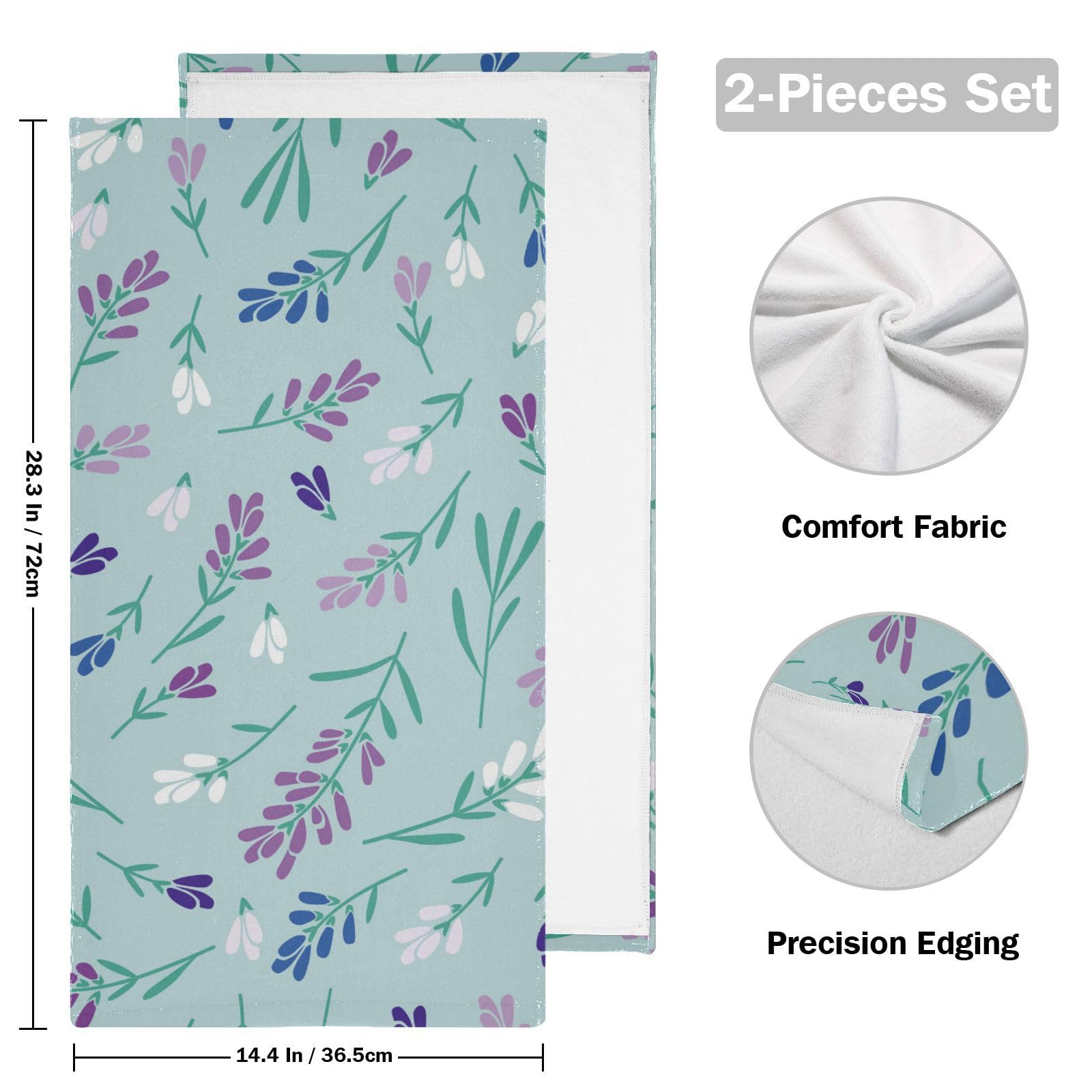 Asciugamani decorativi per il bagno, motivo floreale di lavanda, colore viola, confezione da 2, 71,1 x 40,6 cm, Toallas de Ba?o