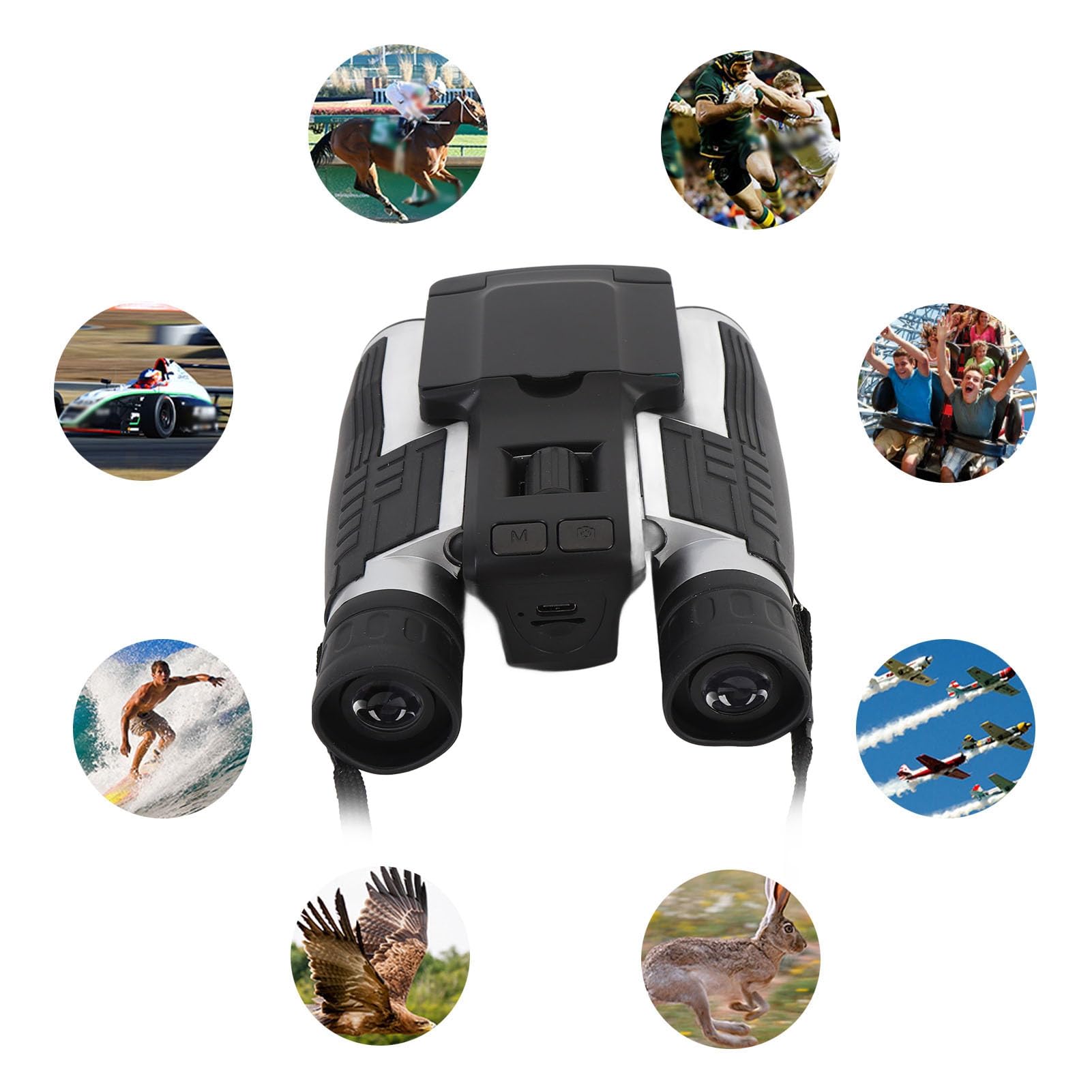 Generic Cámara Full HD de 2,5 K, 48MP, Binoculares de Alta Potencia 12x32, Visión Cristalina para Observación de Aves, Vigilancia de Conciertos Deportivos
