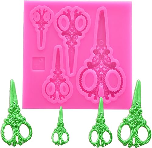Molde de silicona para hornear, 3.0 x 3.0 x 0.3 in, forma de tijeras, molde de silicona para fondant, decoración de pasteles