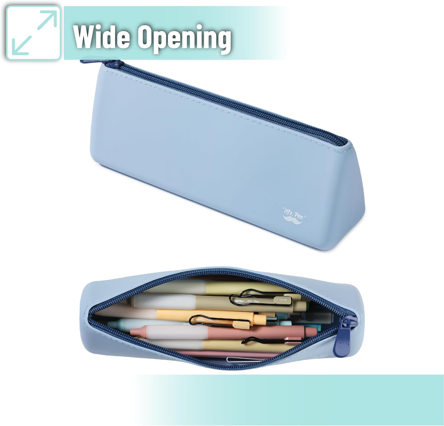 Mr. Pen- Silicone Pencil Case Pouch, Muted Blue image 5