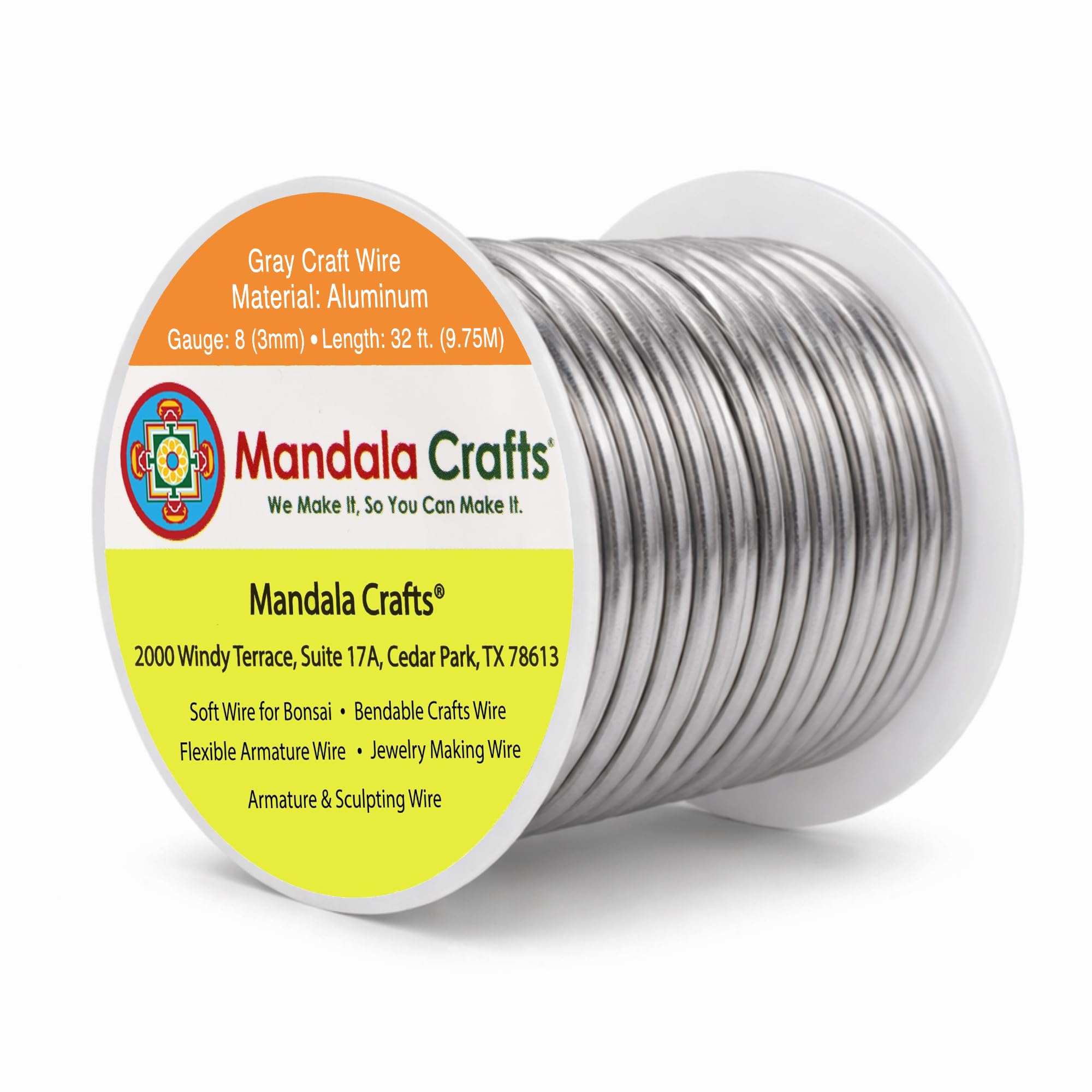Mandala Crafts 8 Gauge Gray Anodized Aluminum Craft Wire, 32 FT