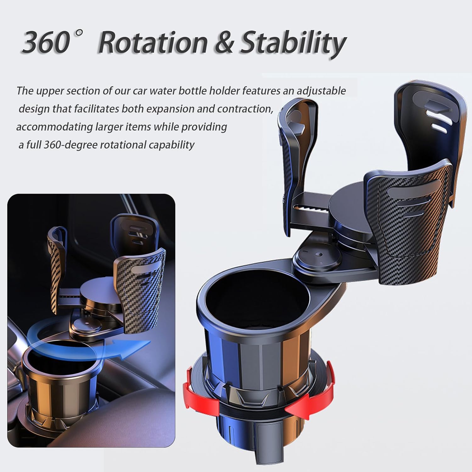 Car Cup Holder Expander for Lexus NX 2014-2020 2021 2022 2023 2024 2025 2026, Multifunctional 2 in 1 Cup Holder Extender, 360° Rotating Car Drink Holder Adjustable Large Cup Holder