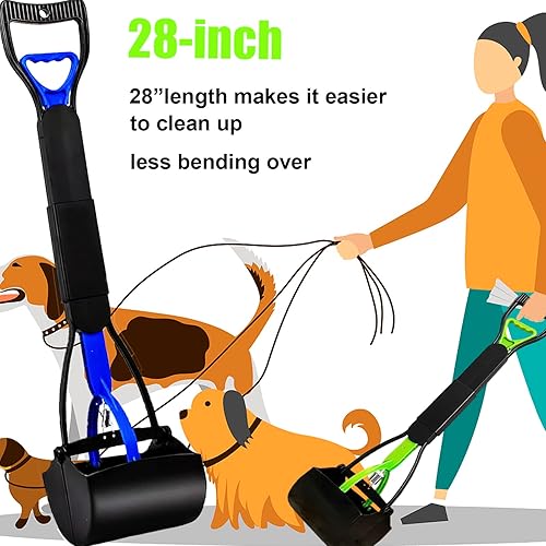 Miniatura 8 de Recogedor de excrementos de 32 pulgadas para perros grandes y pequeños, resistente, mango largo para patio, hierba, grava, agarrador de excrementos