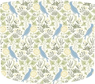 Leo And Cal, Handmade Voysey Lampshade, Mid Century Modern Decor, Choice of 20cm, 25cm, 30cm and 35cm Diameter Size, Bird Lampshades Table Lamps, Spring Home Decor, Green And Yellow Lampshade