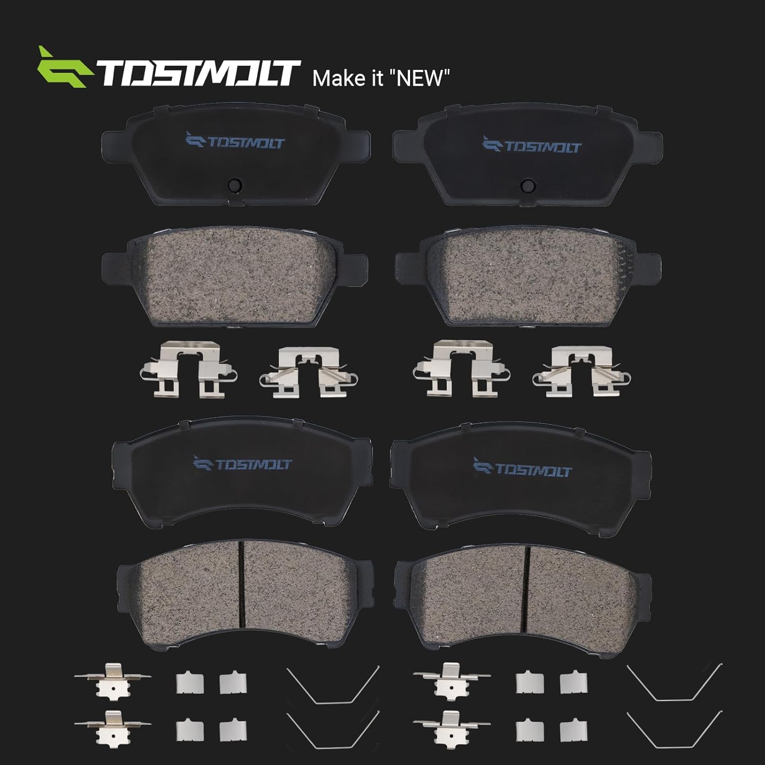 New 8pcs Complete Front+Rear Super Quiet Slotted & Shimmed Ceramic Disc Brake Pads Set w/Installation Hardware Compatible With 06-12 Fusion Zephyr MKZ 06-11 Milan 06-13 Mazda 6 i/S/GS/GT FWD