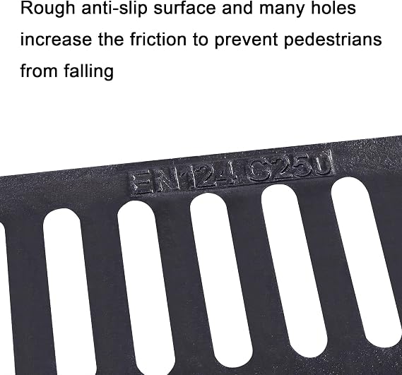 Cast Iron Drain Grate, 19.7 x19.7 Outdoor Drain Cover, Durable Heavy Duty Sewer Cover to Block Debris, Black Rectangle Drainage Grate for Concrete Floor