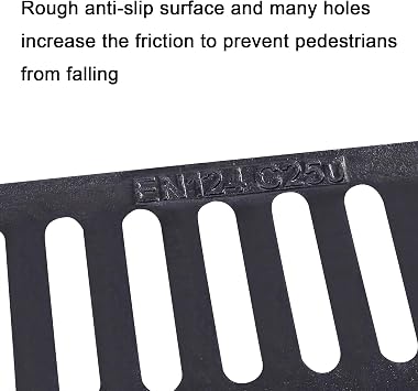 Cast Iron Drain Grate, 19.7 x19.7 Outdoor Drain Cover, Durable Heavy Duty Sewer Cover to Block Debris, Black Rectangle Drainage Grate for Concrete Floor