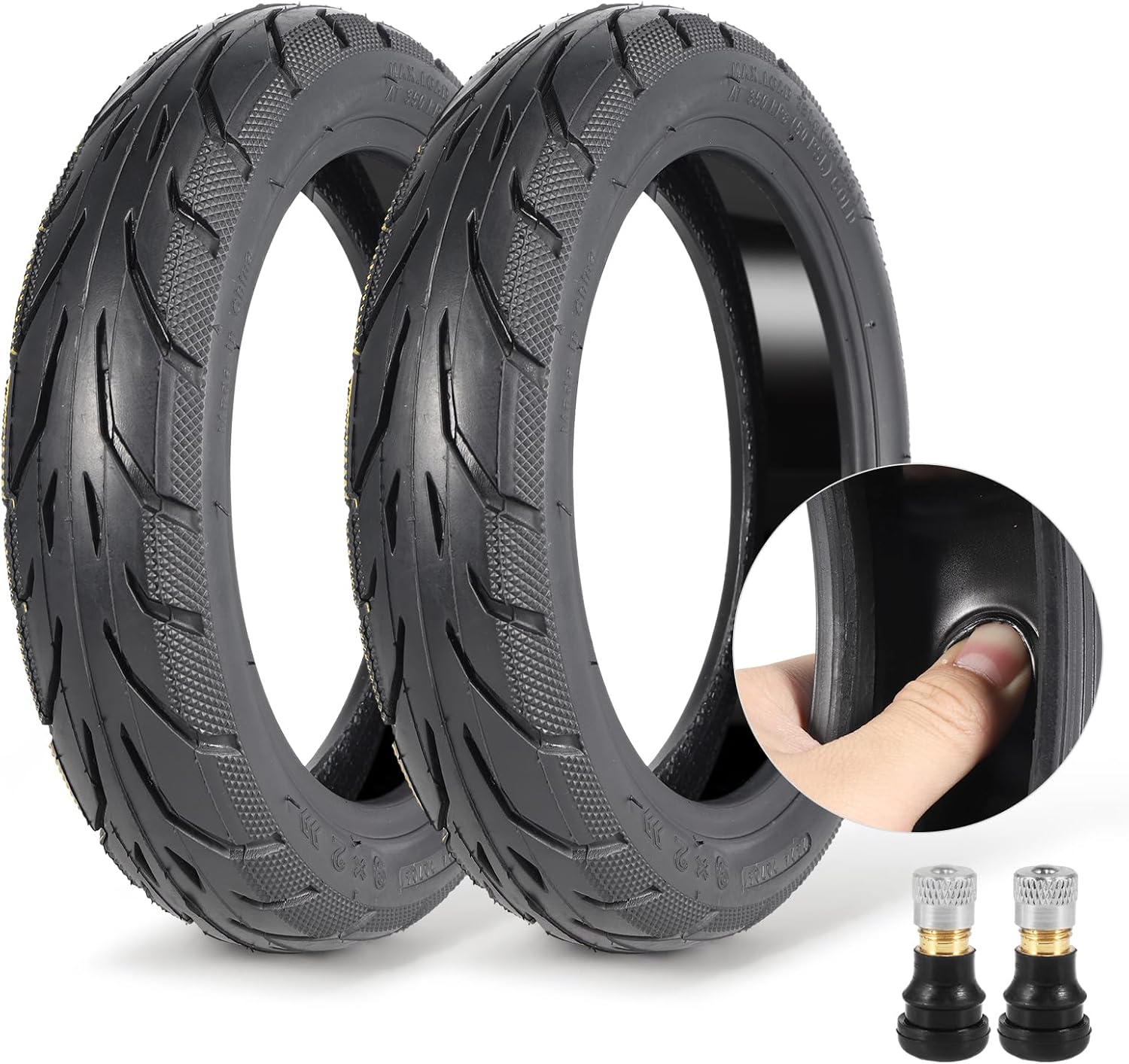 2 Pack 9x2 Rubber Self-sealing Tubeless Tire, 9 Inch Electric Scooter Tires with Live Glue Repairable for Electric/Mobility/Kick Scooter