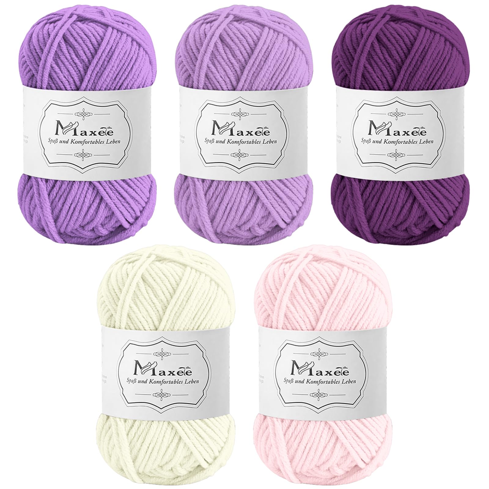 Maxee Häkelgarn 500g (50g*10 Farbe), Acryl Wolle Zum Stricken, Garn zum Häkeln und Stricken, Hand Knitting Yarn Set, Handstrickgarn Baumwollgarn für Häkeln, Wolle zum Stricken und Kunsthandwerk