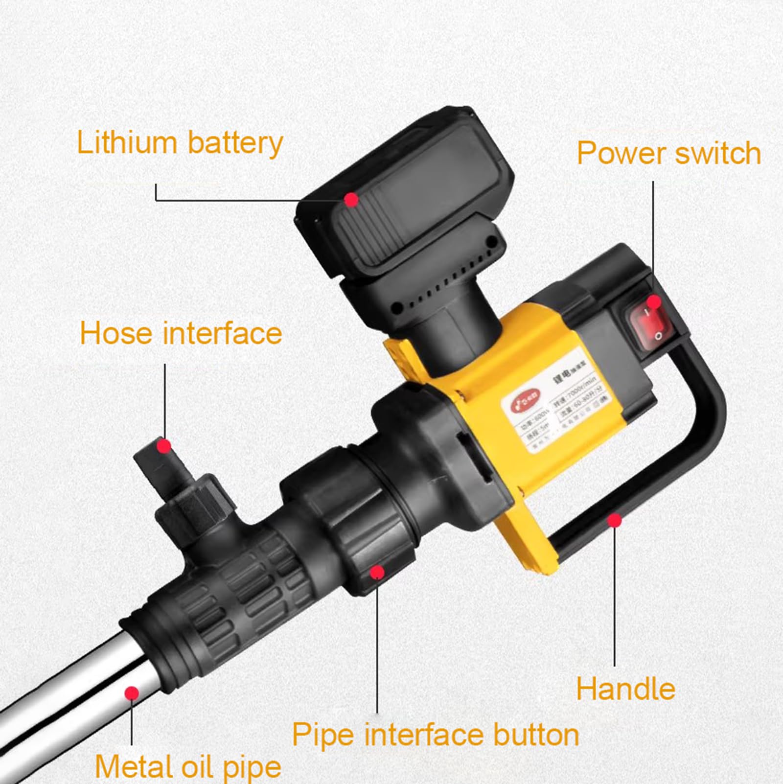 Bomba de transferencia de aceite recargable con motor sin escobillas para diésel y aceite de engranajes, ideal para repostaje de garaje y taller, fácil operación, alta eficiencia