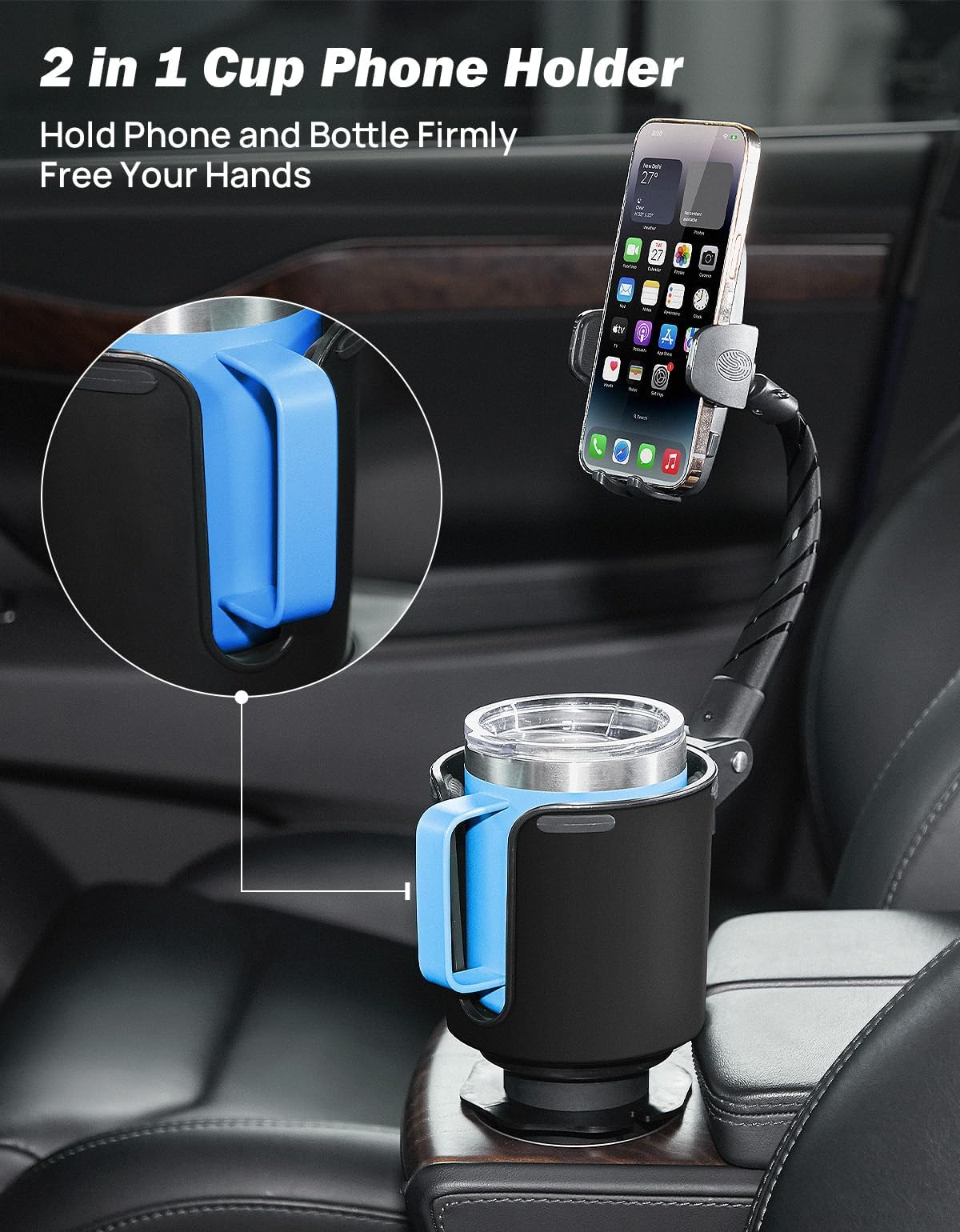 JOYTUTUS Supporto per telefono da auto, a collo di cigno lungo e spesso, per auto, adatto per iPhone, tutti gli smartphone (confezione da 2)