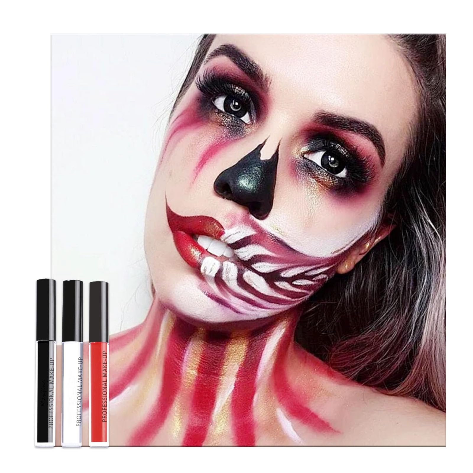 Matte Lip Gloss Set, 3PCS Black White Orange Liquid Lipsticks, Matte Waterproof Non-stick Cup Lipstick Kit