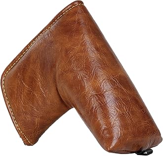 Craftsman Golf Premium Leather Brown Blade Mallet Putter Cover Driver Fairway Wood Headcover Cover Magnetic Closure