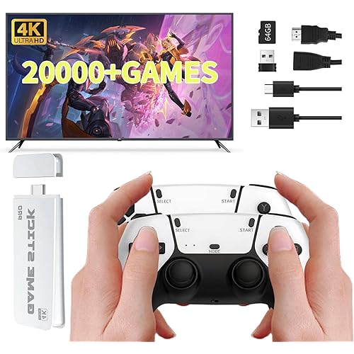 Wireless Retro Handheld Game Console, Retro Game Console, Built-in 20,000+ Plug-and-Play Retro Video Games, Equipped with 23 Classic simulators, 4K HD HDMI Output and Dual 2.4G Wireless Controller