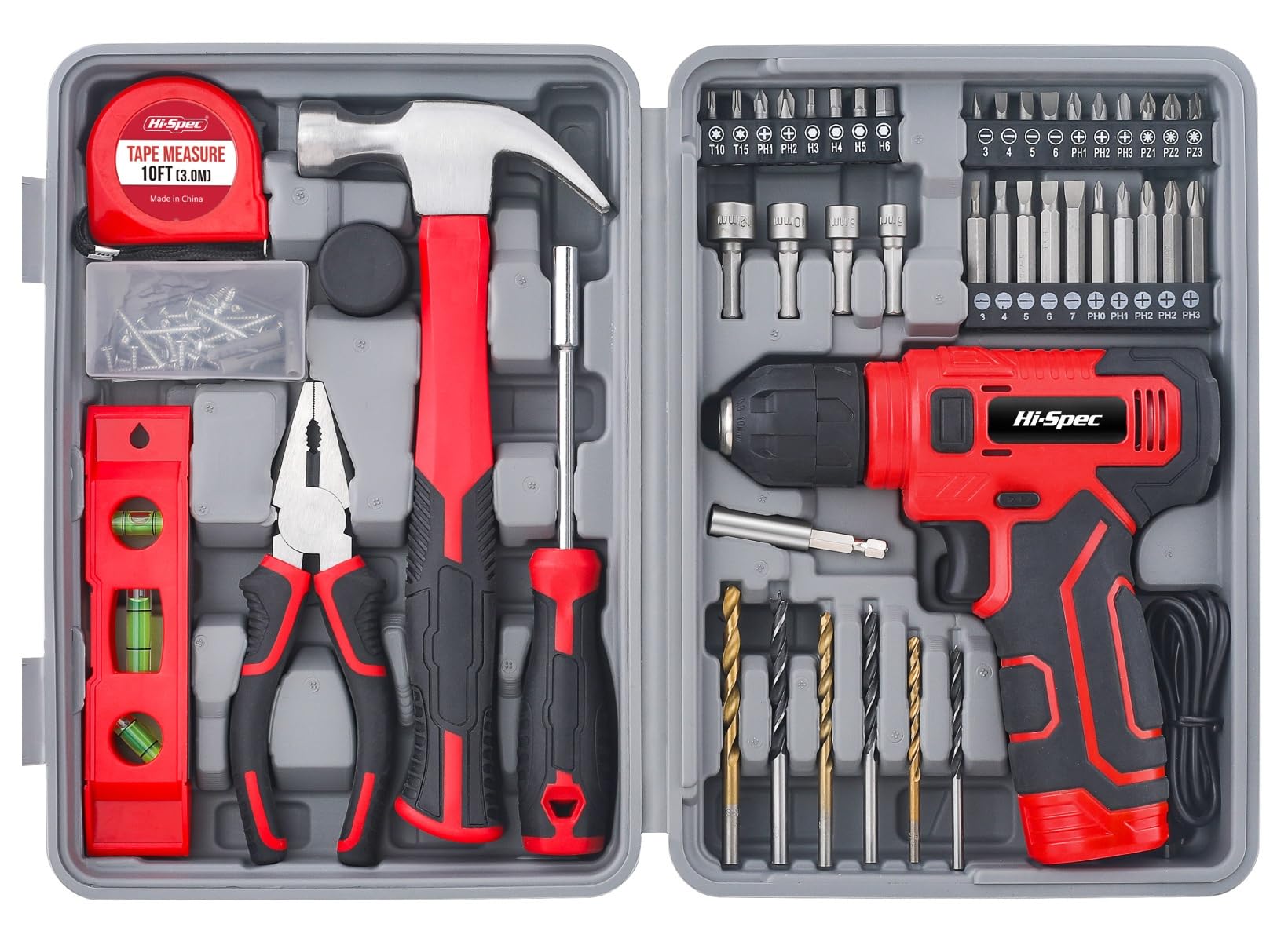 Hi-Spec 8V Cordless Drill Set and Starter Tool Kit