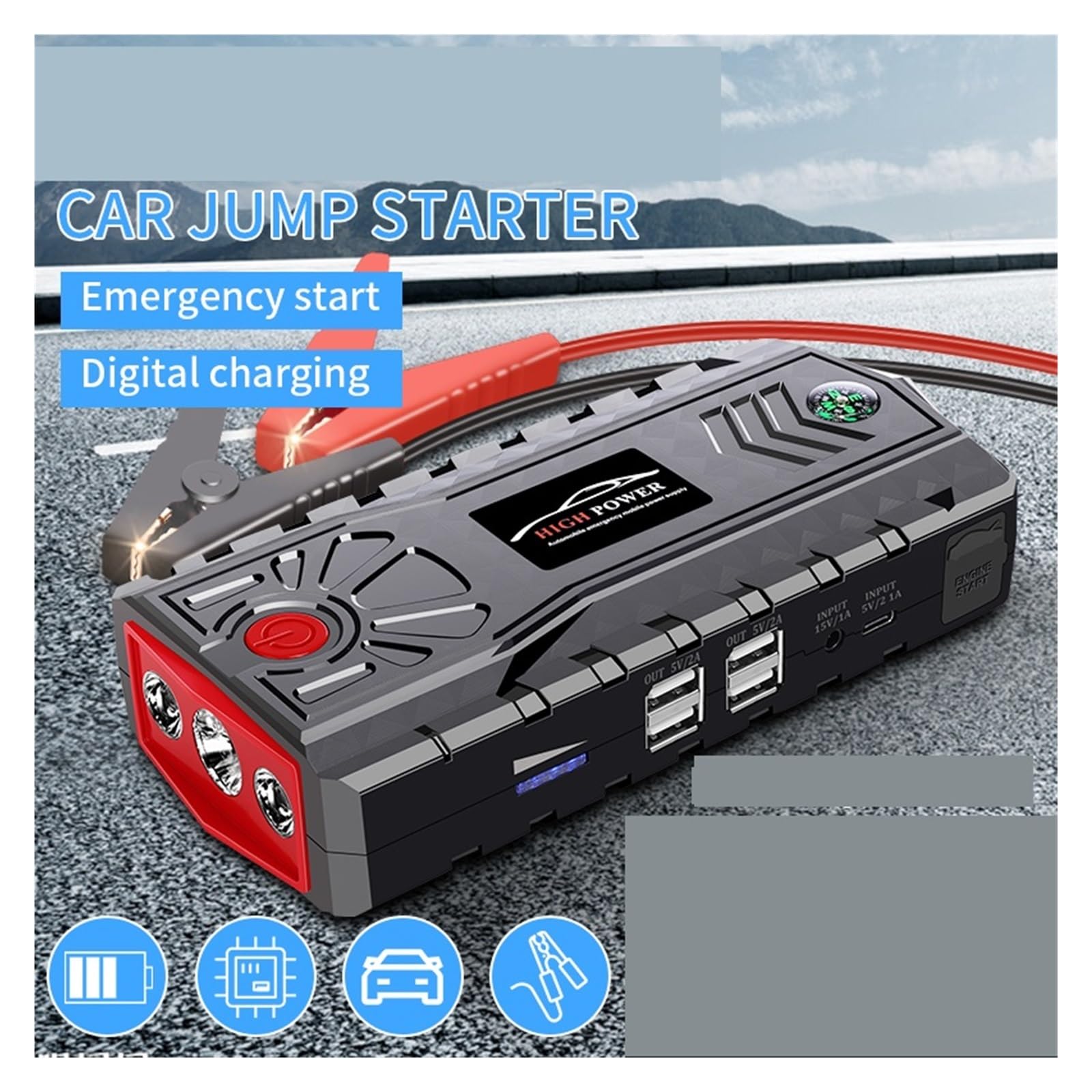 32000mAh Voiture Saut Démarreur Batterie Externe 5000A Auto Secours Batterie Booster Voitures CampingDiesel Essence Démarrage Dispositif Chargeur Facile à Utiliser(Upgrade)