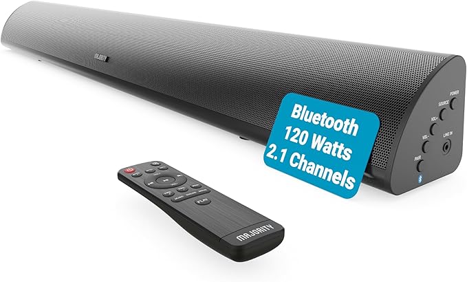 MAJORITY Snowdon Barra de Sonido TV | 120W 2.1 Estéreo Altavoces TV con Subwoofer Incorporado | Barras de Sonido Bluetooth | Home Cinema Inalambrico | Soundbar Mural | 81CM Sound Bar Altavoz Theater