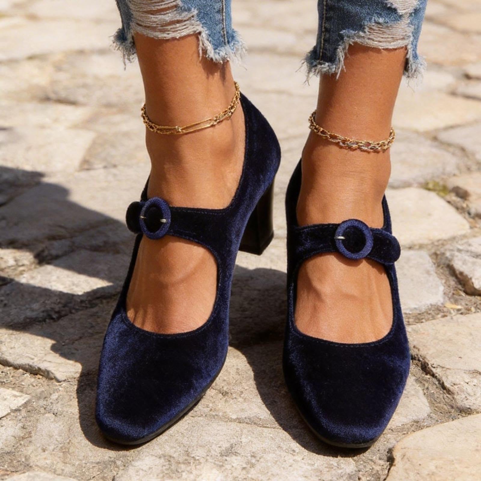 Zapatos de tacón alto para mujer, con pies anchos, elegantes, para traje regional, zapatos de novia, zapatos de tacón cerrados cómodos, con tiras tirolés, Oktoberfest, fiestas, bailes