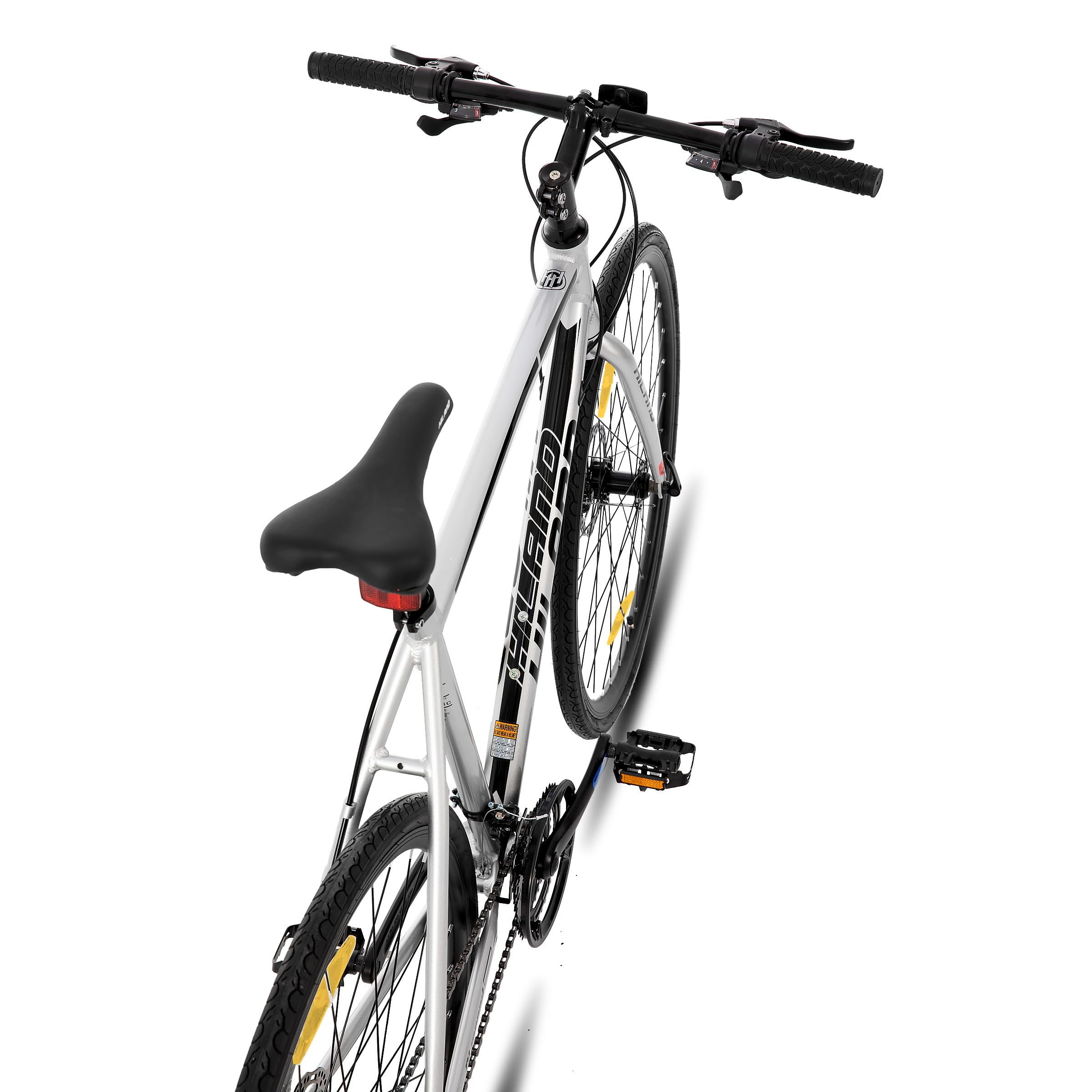 Hiland Bicicleta de Carretera Urbana 28 Pulgadas, Cuadro de Aluminio 700C Unisex, Frenos de Disco Delanteros y Traseros, 21 Velocidades, Cuadro 530/570 mm, Negro/Rojo/Plateado