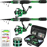 Ghosthorn Graphite Telescoping Fishing Rod Reel Combo - Portable Travel Kit with Pliers & Gripper for Freshwater Saltwater