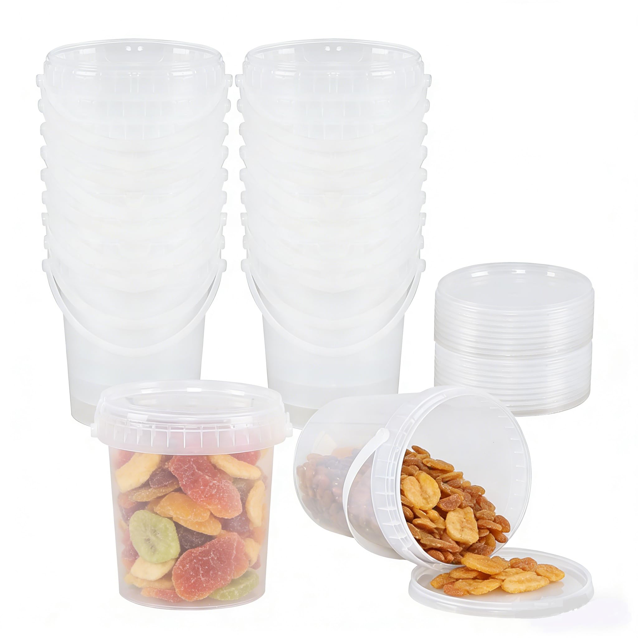 Seaux à glace hermétiques lot de 20 en plastique transparent 765g