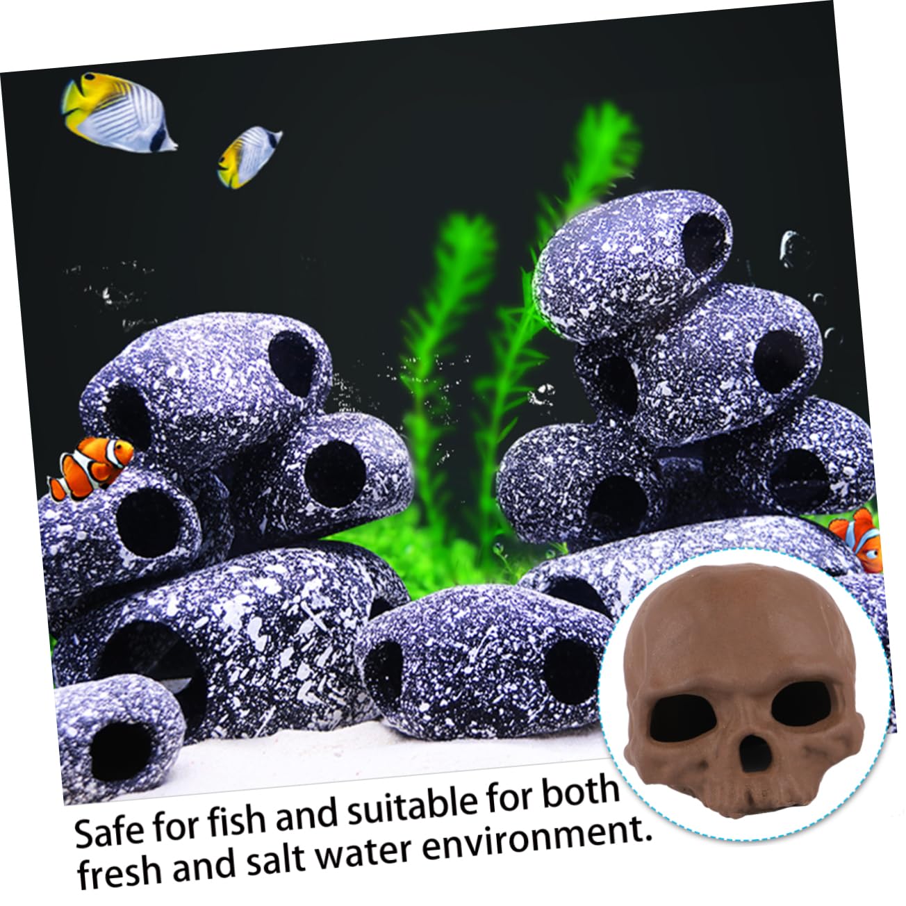 Sosoport 3stücke Skull Design Adornment Retro Pottery Ornament Für Aquarien Dekoration Langlebige Künstliche Schädeldesigns Als Versteck Für Fische Und Reptilien Für Aquatische
