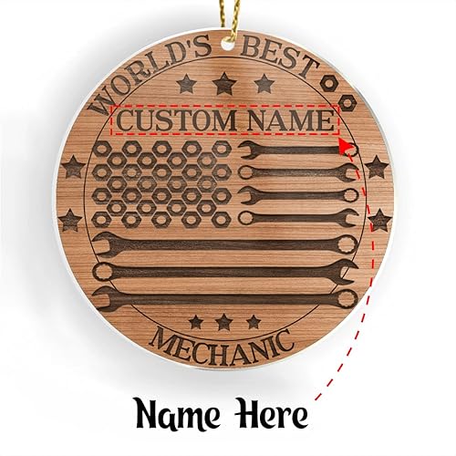 Miniatura 2 de CUBICER Adorno personalizado de mecánico de automóvil, adornos acrílicos blancos, decoración de árbol de pino de Navidad para adultos, hombres,