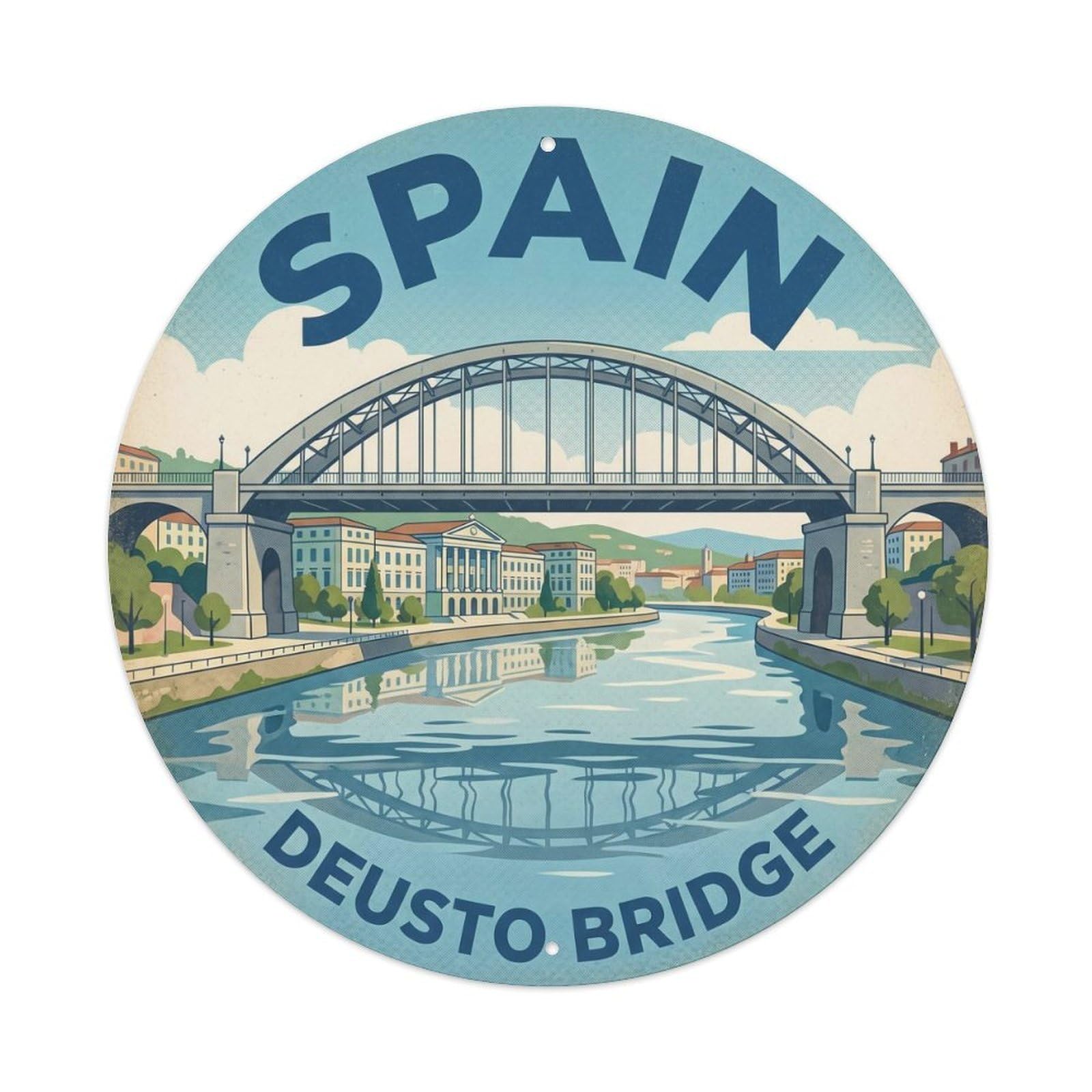 Bilbao Deusto Bridge Spain Landmark Travel Metal Tin Sign