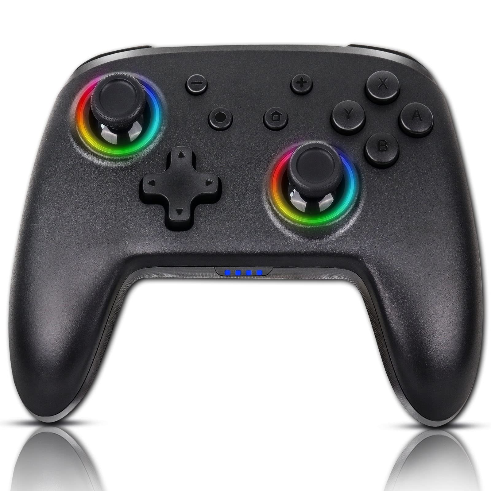 Switch Controller, Switch Pro Controller Compatible with Switch/Switch Lite, Wireless Gamepad with 7 LED Colors/Motion Control/Dual Vibration/Turbo