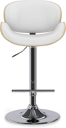 Miniatura 114 de SIMPLIHOME Marana - Taburete de bar giratorio ajustable – Silla tapizada de metal de 33 pulgadas de altura de asiento en piel sintética vegana