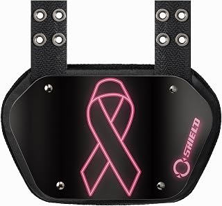 O Shield Placa trasera de fútbol con cinta rosa, almohadillas de espalda baja para jugadores de fútbol, protector trasero, ajuste universal, apoyo de la BCRF (Breast Cancer Research Foundation)