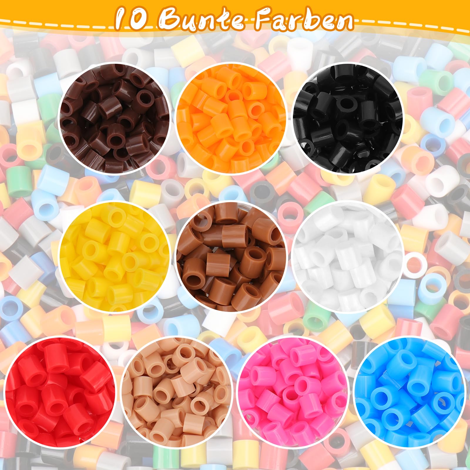 Smowo® Grandi perline da stirare da 10mm, 1000 pezzi per bambini dai 3 anni in su - 6 colori pastello XL perline da infilare - Set di perline creative