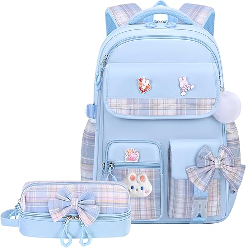 Mochila para niñas, mochila escolar para niños con lonchera y estuche para lápices, bonita mochila escolar para niñas