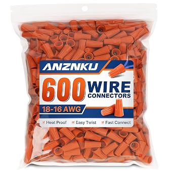 ANZNKU 600 PCS Orange Wire Connectors Nuts, Electrical Wire Caps Bulk
