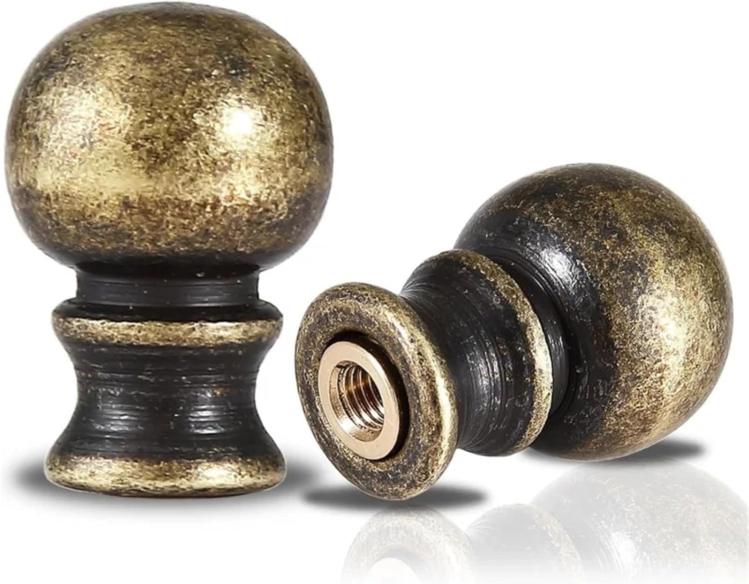 Sturdy 6 Packs Brass Lamp Finials, Solid Lamps, Shade Screw Caps, Antique Decorative Table
