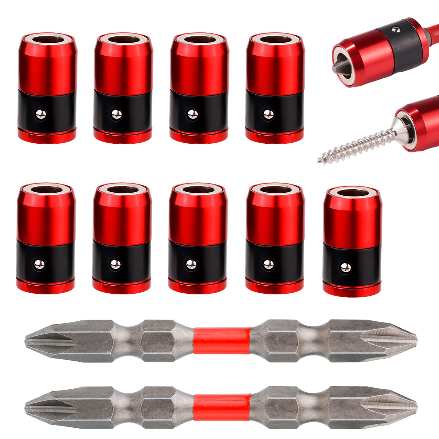 Porte-embouts magnétiques 9pcs avec anneau de tournevis de 6,35mm pour embouts électriques