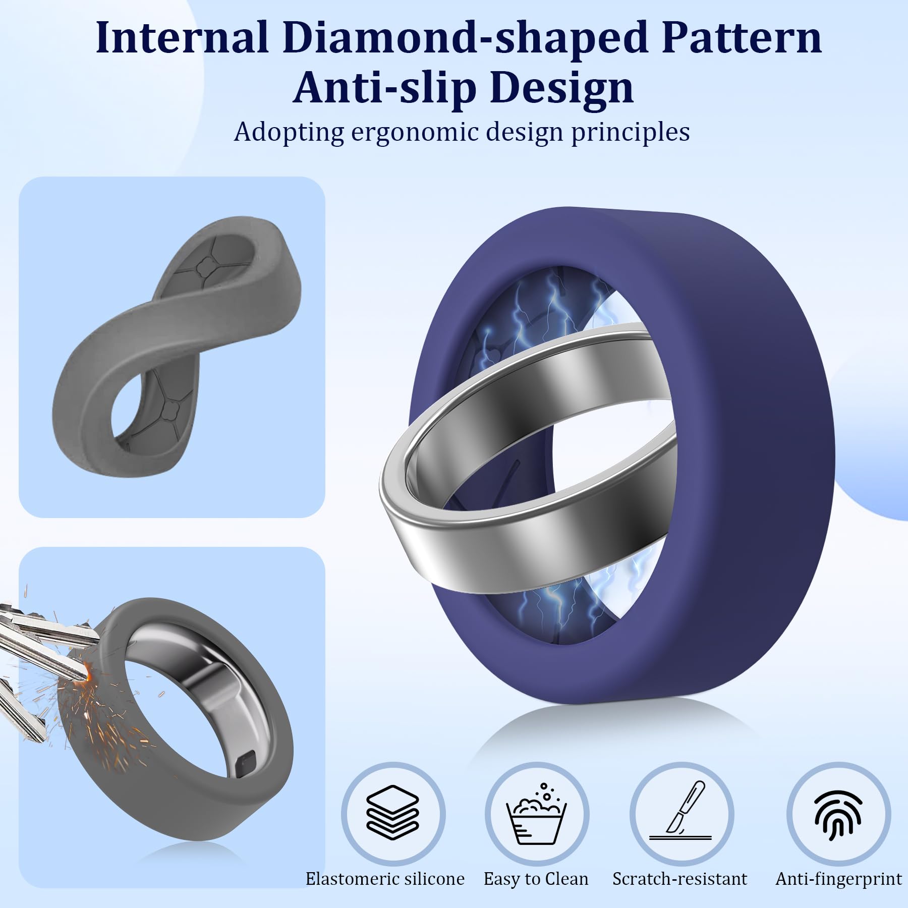 YWXTW 12 sztuk pierścieni do pierścienia Oura Ring 3/4/Samsung Ring/Ultrahuman Ring, ulepszona konstrukcja antypoślizgowa, rombowa tekstura, odporny na zarysowania, silikonowy ochraniacz pierścieniowy