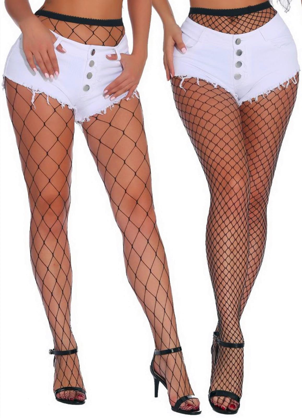 MengPa Women's Fishnets Tights High Waist Stockings Party Thigh High Pantyhose