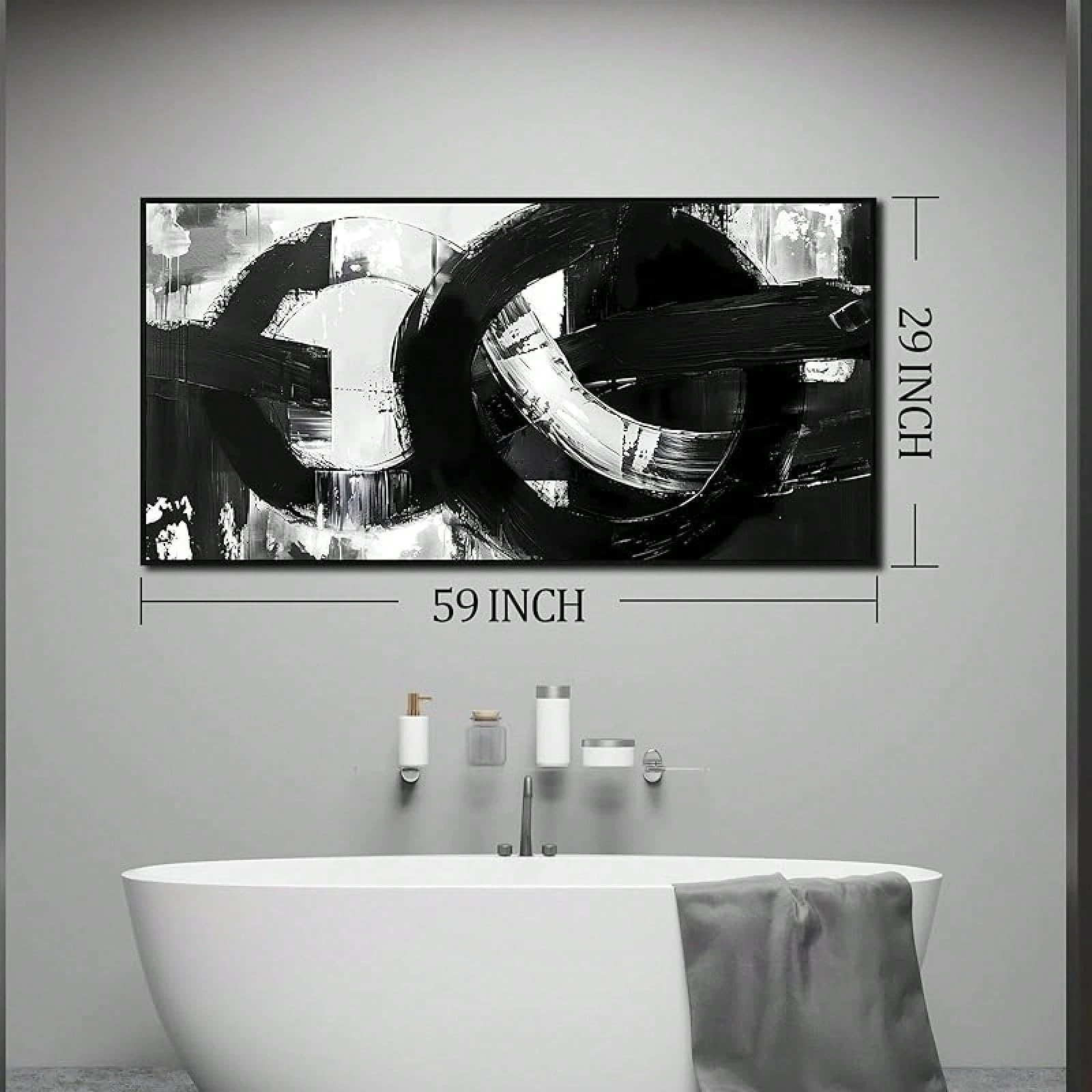 Czarno-białe oprawione duże płótno dekoracja ścienna do salonu sztuka ścienna nowoczesna grafika biurowa (40 x 80 cm czarna ramka)